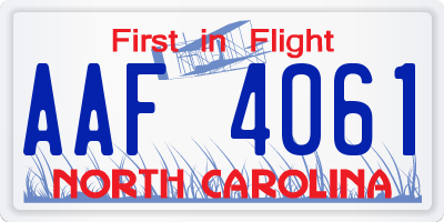 NC license plate AAF4061