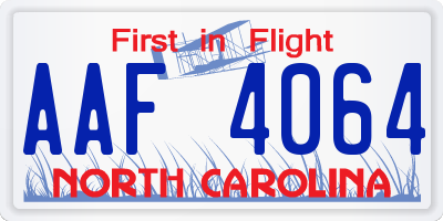 NC license plate AAF4064