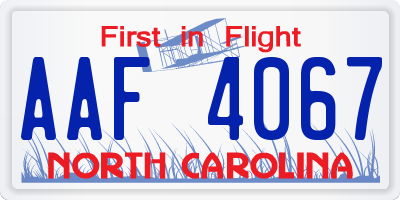 NC license plate AAF4067