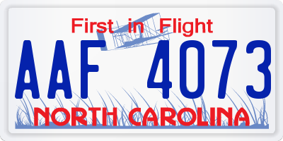 NC license plate AAF4073