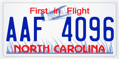 NC license plate AAF4096