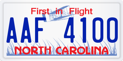 NC license plate AAF4100