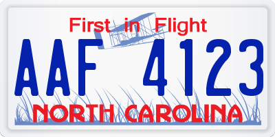 NC license plate AAF4123