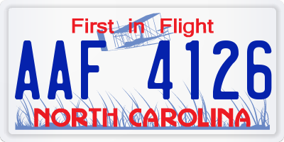 NC license plate AAF4126