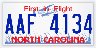 NC license plate AAF4134