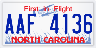 NC license plate AAF4136