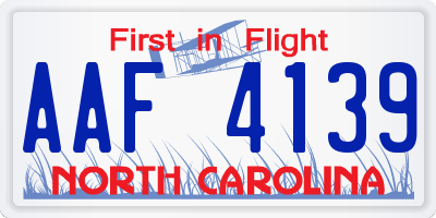 NC license plate AAF4139