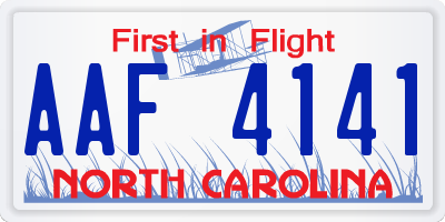 NC license plate AAF4141