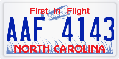 NC license plate AAF4143