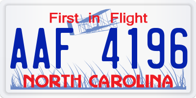 NC license plate AAF4196