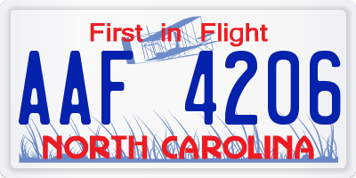 NC license plate AAF4206