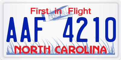 NC license plate AAF4210
