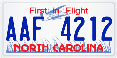 NC license plate AAF4212