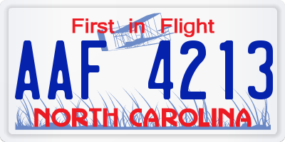 NC license plate AAF4213