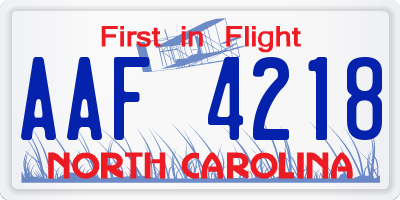 NC license plate AAF4218