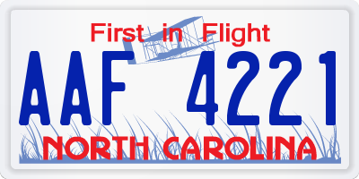 NC license plate AAF4221