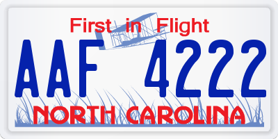 NC license plate AAF4222
