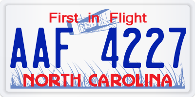 NC license plate AAF4227
