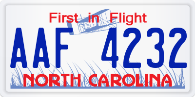 NC license plate AAF4232