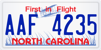 NC license plate AAF4235