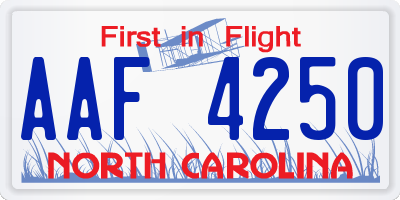 NC license plate AAF4250