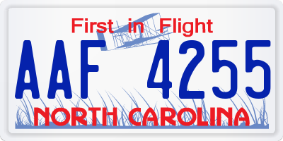 NC license plate AAF4255