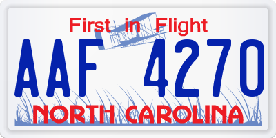 NC license plate AAF4270