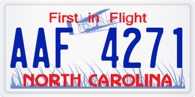 NC license plate AAF4271