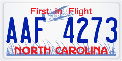NC license plate AAF4273