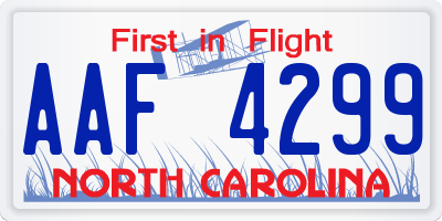 NC license plate AAF4299