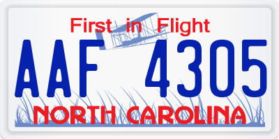NC license plate AAF4305