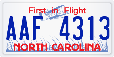 NC license plate AAF4313