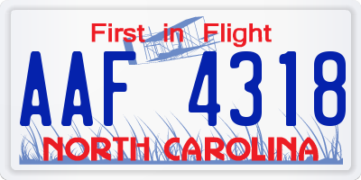 NC license plate AAF4318