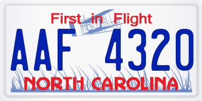 NC license plate AAF4320