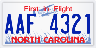 NC license plate AAF4321