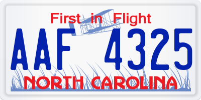 NC license plate AAF4325