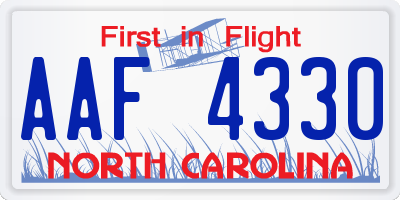 NC license plate AAF4330
