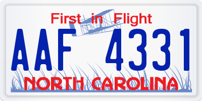 NC license plate AAF4331
