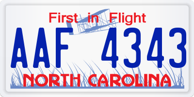 NC license plate AAF4343