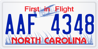 NC license plate AAF4348