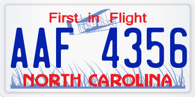 NC license plate AAF4356