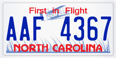 NC license plate AAF4367