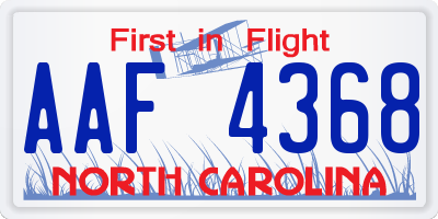 NC license plate AAF4368
