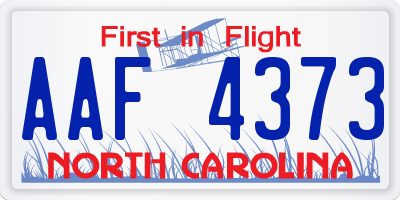 NC license plate AAF4373