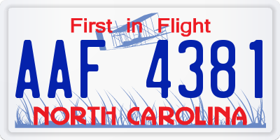 NC license plate AAF4381
