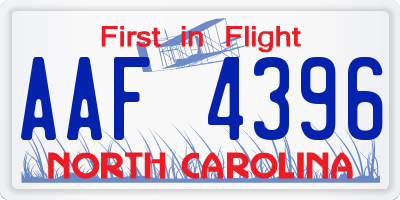 NC license plate AAF4396