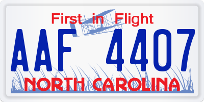 NC license plate AAF4407