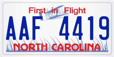 NC license plate AAF4419
