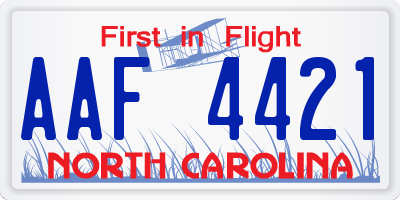 NC license plate AAF4421