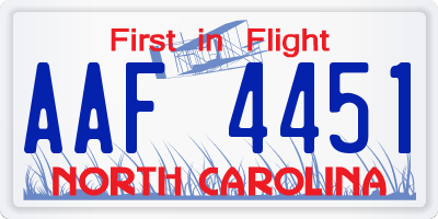 NC license plate AAF4451